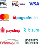 Multibanco, Mb Way, VISA, PaysafeCard, D�bito Direto, Bizum, Przelewy24, PayShop, MasterCard